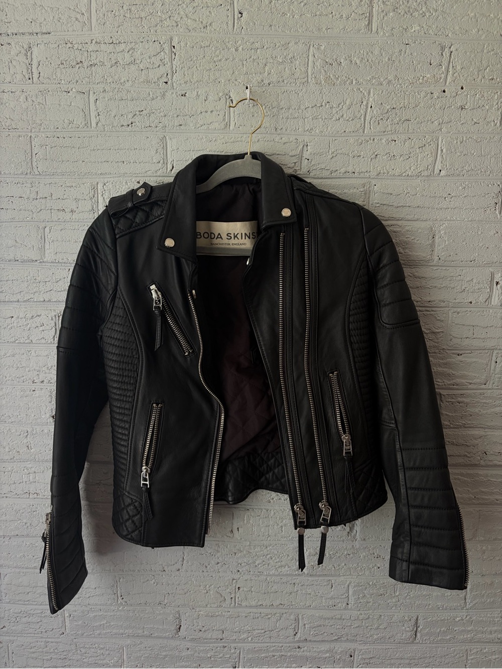 Boda Skins Women's Black Quilted Leather Moto Jacket
